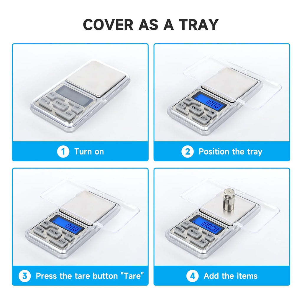 Compact Digital Pocket Scale – 500g/0.01g Accuracy with LCD Display