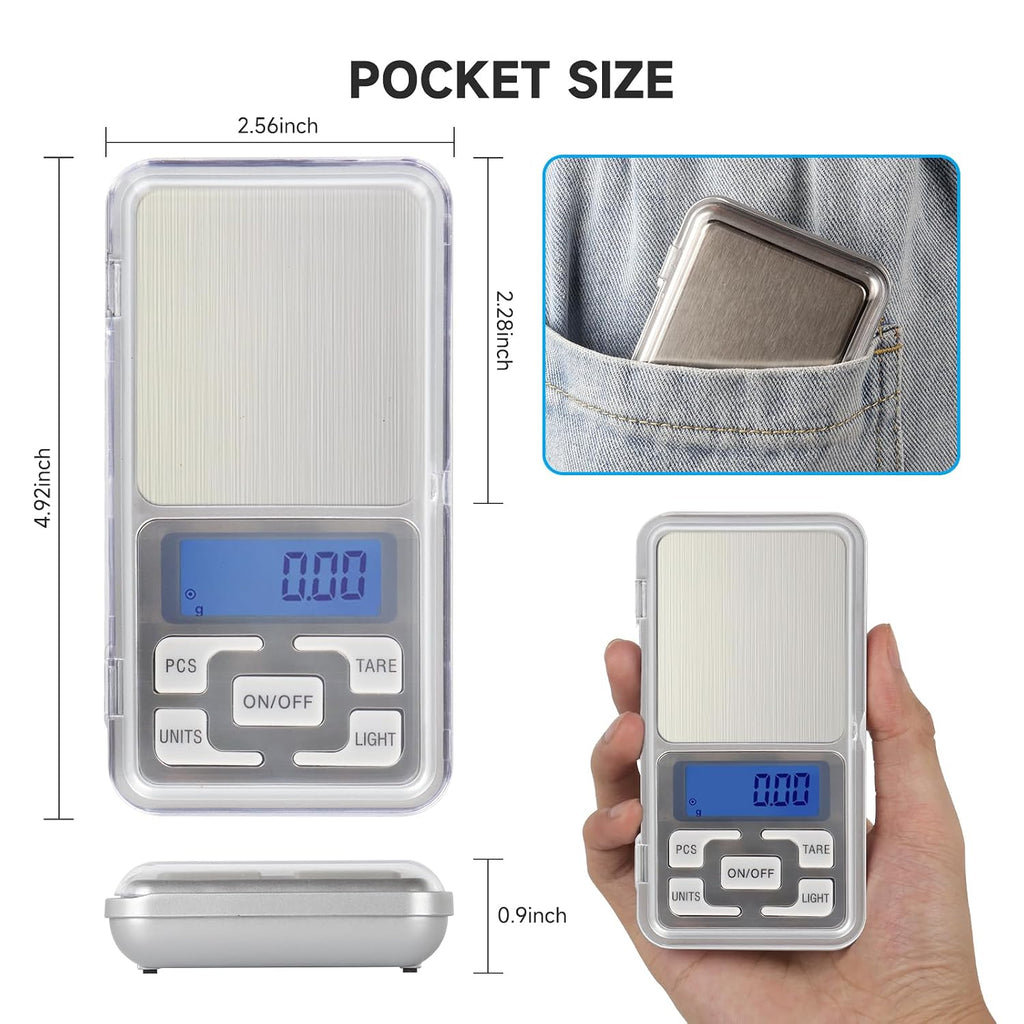 Compact Digital Pocket Scale – 500g/0.01g Accuracy with LCD Display