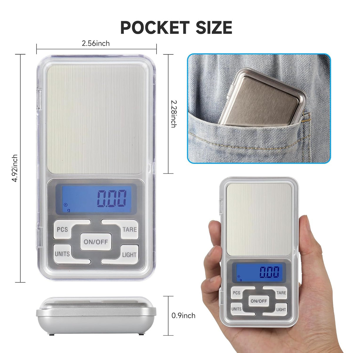 Compact Digital Pocket Scale – 500g/0.01g Accuracy with LCD Display